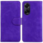 For OPPO A98 5G / F23 5G India Skin Feel Pure Color Flip Leather Phone Case(Purple)