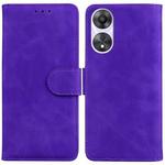 For OPPO A58 4G Skin Feel Pure Color Flip Leather Phone Case(Purple)
