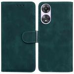 For OPPO A58 4G Skin Feel Pure Color Flip Leather Phone Case(Green)