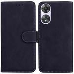 For OPPO A58 4G Skin Feel Pure Color Flip Leather Phone Case(Black)