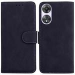 For OPPO A78 4G Skin Feel Pure Color Flip Leather Phone Case(Black)