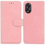 For OPPO A38 4G / A18 Skin Feel Pure Color Flip Leather Phone Case(Pink)