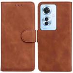 For OPPO F25 Pro 5G Global Skin Feel Pure Color Flip Leather Phone Case(Brown)