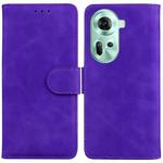 For OPPO Reno11 Global Skin Feel Pure Color Flip Leather Phone Case(Purple)