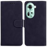 For OPPO Reno11 Global Skin Feel Pure Color Flip Leather Phone Case(Black)