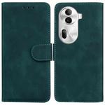 For OPPO Reno11 Pro 5G Global Skin Feel Pure Color Flip Leather Phone Case(Green)