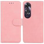 For OPPO A60 4G Skin Feel Pure Color Flip Leather Phone Case(Pink)
