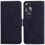 For OPPO A60 4G Skin Feel Pure Color Flip Leather Phone Case(Black)