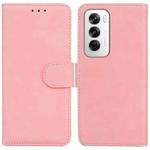 For OPPO Reno12 5G Global Skin Feel Pure Color Flip Leather Phone Case(Pink)