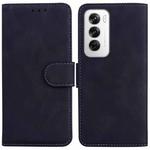 For OPPO Reno12 5G Global Skin Feel Pure Color Flip Leather Phone Case(Black)