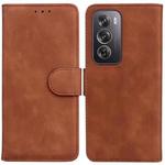 For OPPO Reno12 Pro 5G Global Skin Feel Pure Color Flip Leather Phone Case(Brown)