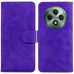 For OPPO Reno12 F 5G Skin Feel Pure Color Flip Leather Phone Case(Purple)