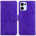 For OPPO Reno13 Global Skin Feel Pure Color Flip Leather Phone Case(Purple)