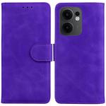 For OPPO Reno13 F 4G / 5G Skin Feel Pure Color Flip Leather Phone Case(Purple)