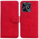 For Realme C53 / Narzo N53 Skin Feel Pure Color Flip Leather Phone Case(Red)