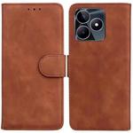 For Realme C53 / Narzo N53 Skin Feel Pure Color Flip Leather Phone Case(Brown)