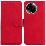 For Realme 11 5G Global Skin Feel Pure Color Flip Leather Phone Case(Red)