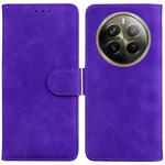 For Realme 12 Pro+ Global Skin Feel Pure Color Flip Leather Phone Case(Purple)