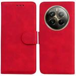 For Realme 12 Pro+ Global Skin Feel Pure Color Flip Leather Phone Case(Red)