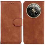 For Realme 12 Pro+ Global Skin Feel Pure Color Flip Leather Phone Case(Brown)