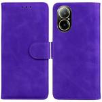 For Realme C67 4G Global Skin Feel Pure Color Flip Leather Phone Case(Purple)