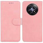 For Realme 12 5G Skin Feel Pure Color Flip Leather Phone Case(Pink)