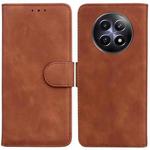 For Realme 12 5G Skin Feel Pure Color Flip Leather Phone Case(Brown)