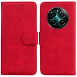 For Realme 12+ Skin Feel Pure Color Flip Leather Phone Case(Red)