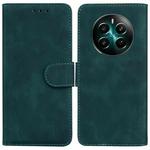 For Realme 12+ Skin Feel Pure Color Flip Leather Phone Case(Green)
