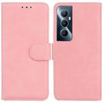 For Realme C65 4G Skin Feel Pure Color Flip Leather Phone Case(Pink)