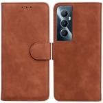 For Realme C65 4G Skin Feel Pure Color Flip Leather Phone Case(Brown)