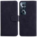 For Realme C65 4G Skin Feel Pure Color Flip Leather Phone Case(Black)