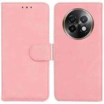 For Realme 13+ Global Skin Feel Pure Color Flip Leather Phone Case(Pink)