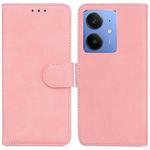 For Realme Neo7 SE Skin Feel Pure Color Flip Leather Phone Case(Pink)