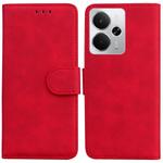 For Realme 14 Skin Feel Pure Color Flip Leather Phone Case(Red)