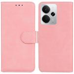 For Realme 14 Skin Feel Pure Color Flip Leather Phone Case(Pink)