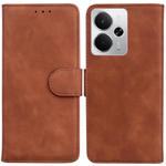 For Realme 14 Skin Feel Pure Color Flip Leather Phone Case(Brown)