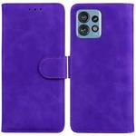 For Motorola Edge 40 Pro Skin Feel Pure Color Flip Leather Phone Case(Purple)