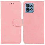 For Motorola Edge 40 Pro Skin Feel Pure Color Flip Leather Phone Case(Pink)