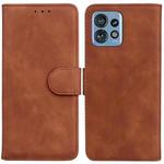 For Motorola Edge 40 Pro Skin Feel Pure Color Flip Leather Phone Case(Brown)