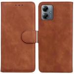 For Motorola Moto G14 Skin Feel Pure Color Flip Leather Phone Case(Brown)