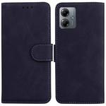 For Motorola Moto G14 Skin Feel Pure Color Flip Leather Phone Case(Black)