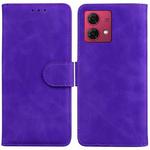 For Motorola Moto G84 Skin Feel Pure Color Flip Leather Phone Case(Purple)