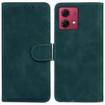 For Motorola Moto G84 Skin Feel Pure Color Flip Leather Phone Case(Green)