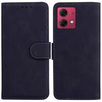 For Motorola Moto G84 Skin Feel Pure Color Flip Leather Phone Case(Black)