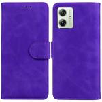For Motorola Moto G54 Skin Feel Pure Color Flip Leather Phone Case(Purple)
