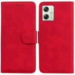 For Motorola Moto G54 Skin Feel Pure Color Flip Leather Phone Case(Red)