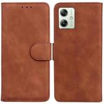 For Motorola Moto G54 Skin Feel Pure Color Flip Leather Phone Case(Brown)