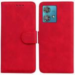 For Motorola Edge 40 Neo Skin Feel Pure Color Flip Leather Phone Case(Red)