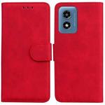 For Motorola Moto G Play 4G 2024 Skin Feel Pure Color Flip Leather Phone Case(Red)